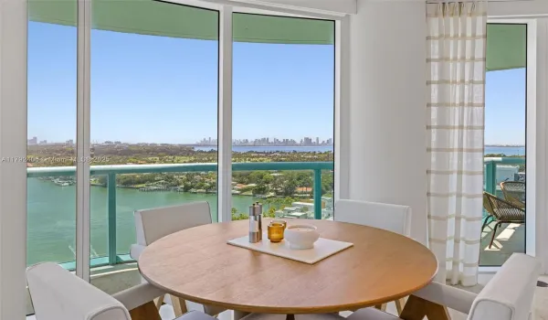Enjoy incredible views of downtown, the intracoastal, and La Gorce island from your dining area!