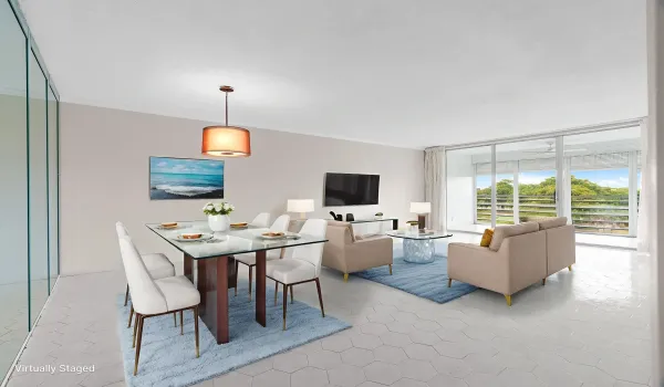 Virtually Staged Living and Dining Room