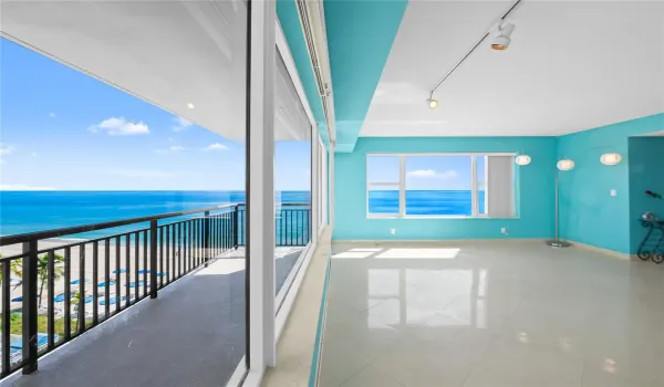 Living room with balcony view