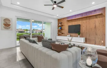 LIVING ROOM WITH CUSTOM MEDIA WALL