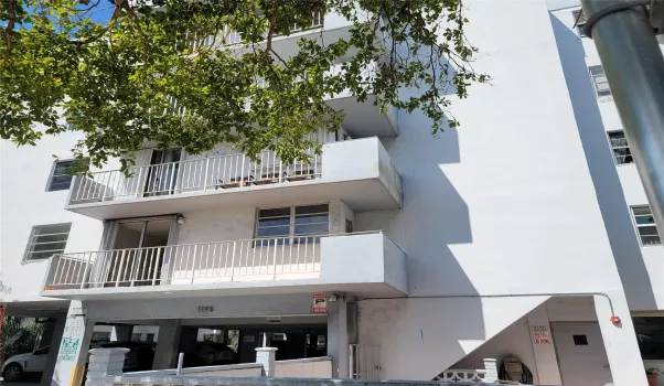 View of Apartment Balcony from Outdoors.