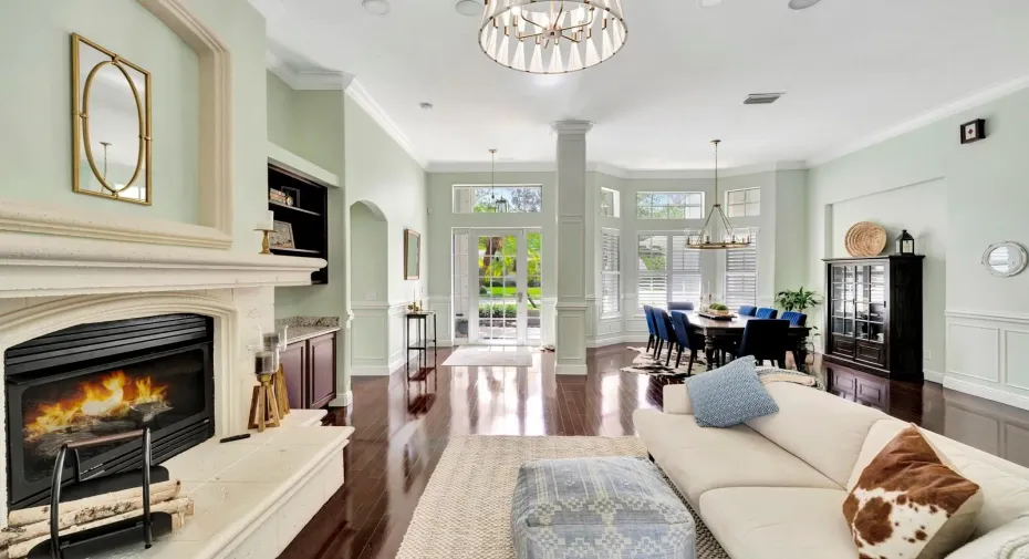soaring ceilings, cherry wood floors