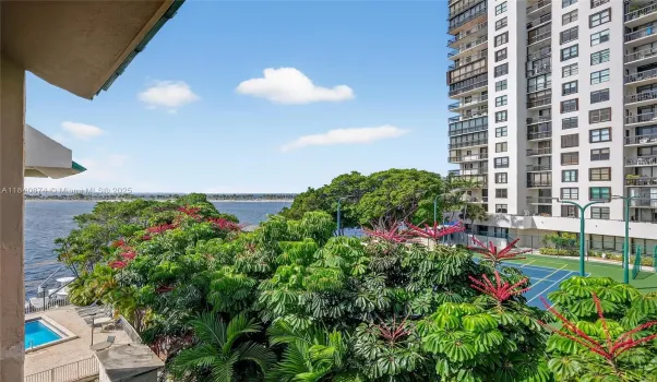 Balcony with partial water view.