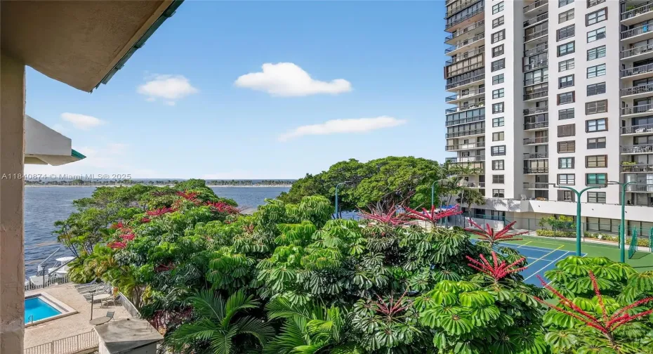 Balcony with partial water view.