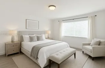 Virtually staged Primary Bedroom.