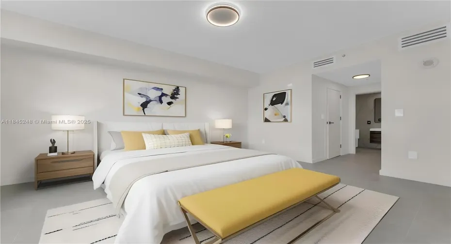 staged master bedroom