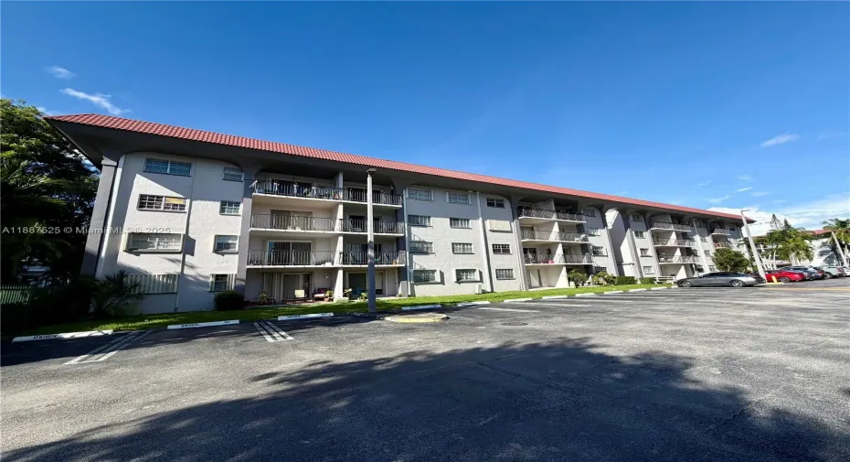 Second floor unit faces south overlooking the parking lot.