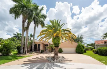 One story home with circular driveway on a cul-de-sac street