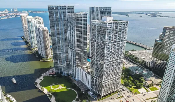 Icon Brickell Complex located at Miami River with Biscayne Bay