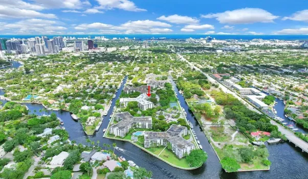 Aerial of River River showing location of condo