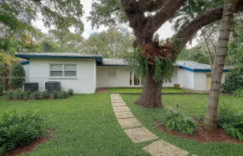 staged front of structure