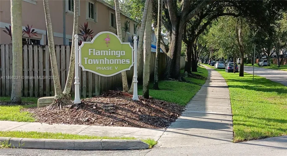 Flamingo Townhomes Phase V entrance on SW 49th Ct