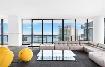 Floor to ceiling windows across the entire length of the apartment including the sides of the unit