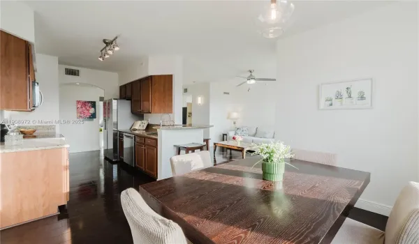 Open kitchen with alot of natural light.