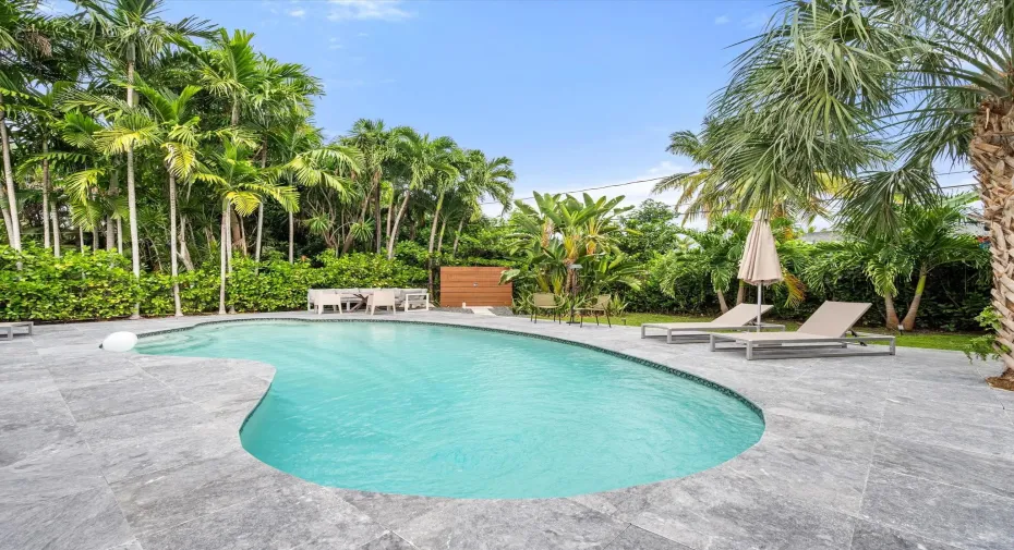 Pool area with outside shower
