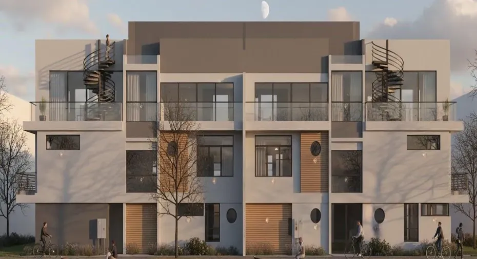 AI generated image of 2 units that can be built off the architectural drawings