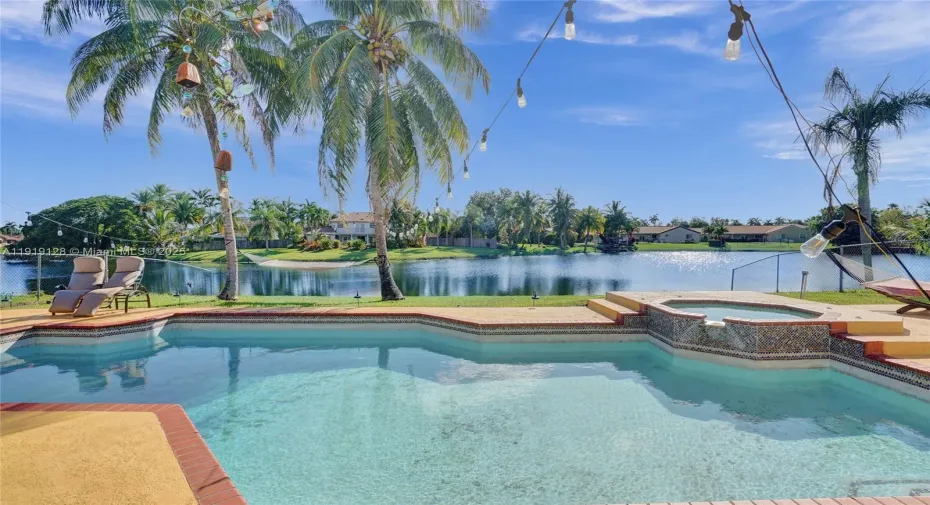 Pool & spa with lake view
