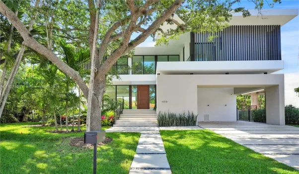 Modern Architecture surrounded by mature landscaping.