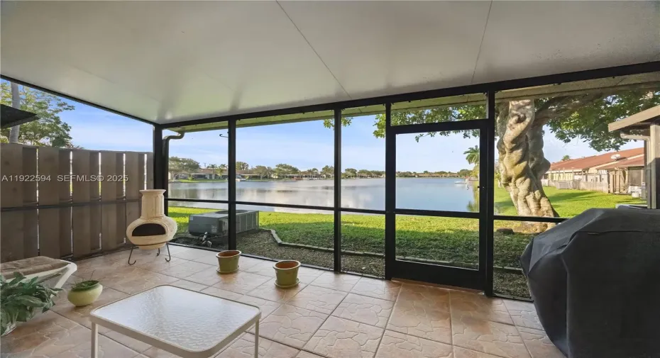 oversized screened in patio with water views
