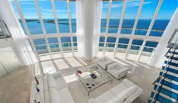 Living Room water views from second floor mezzanine.