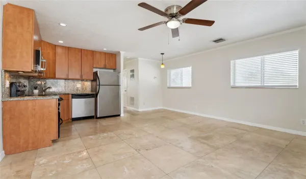 Living - Dining area with open kitchen Great windows