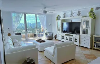 Spacious living room with a view