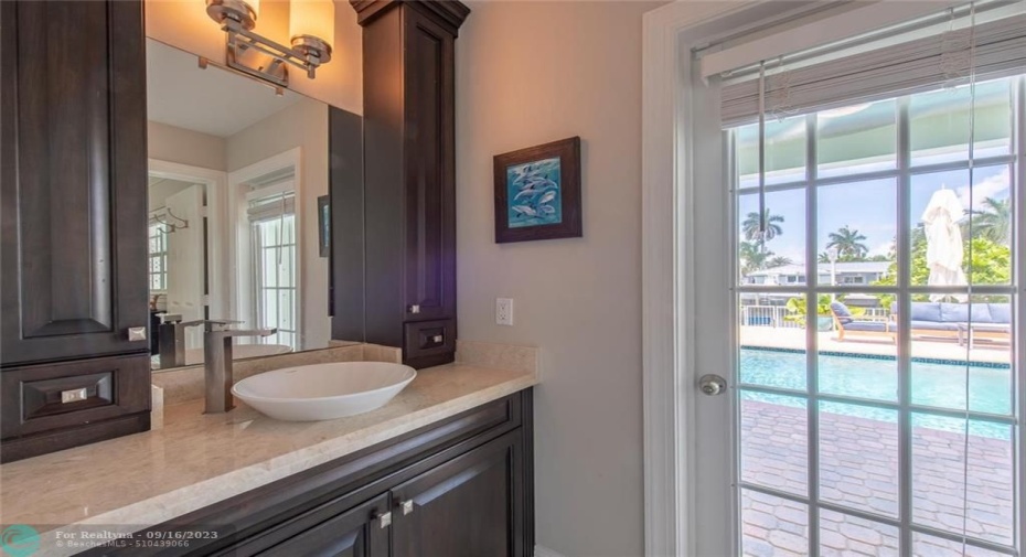 Master bath with pool access.
