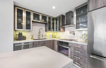 Beautifully upgraded kitchen cabinets and appliances.