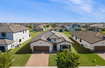 Aerial perspective of suburban area