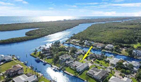 Waterfront home Ariel view