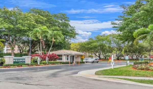 Entrance with manned guard gate.