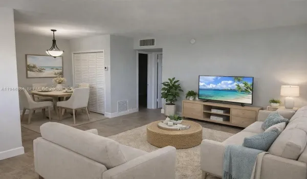 Virtually staged living dining room