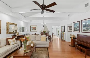 Beautiful Cathedral ceiling in living and dining room