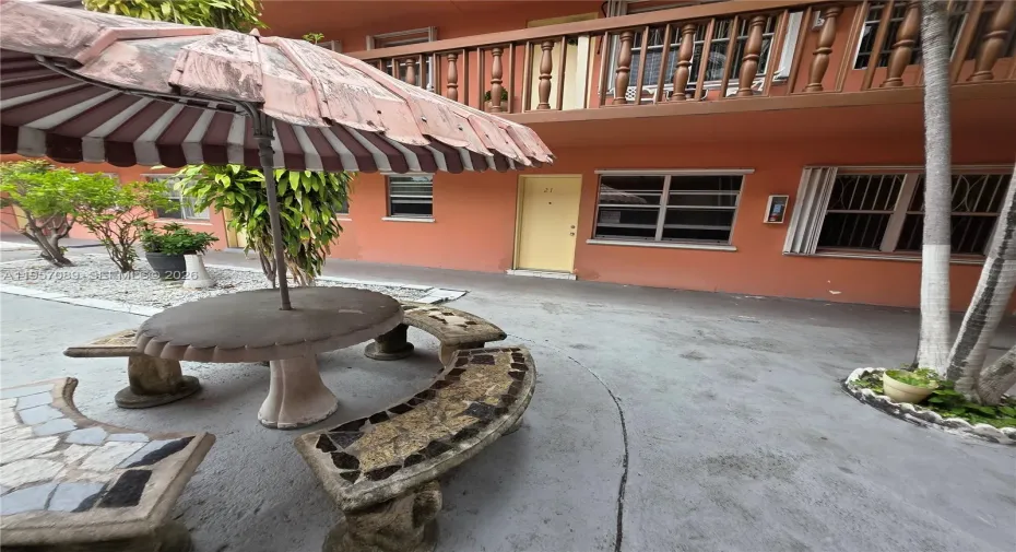 courtyard in front of the unit