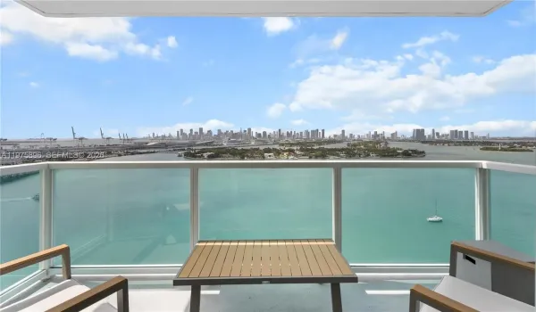 Direct West View of Miami Skyline and the Islands