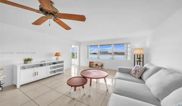 Living room with serene view to the lake.