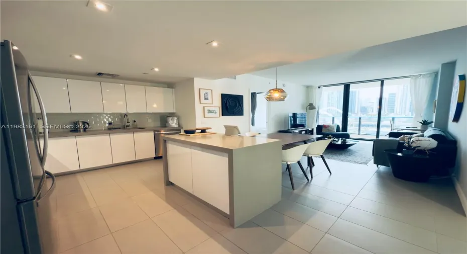 Kitchen, dinning area & living room