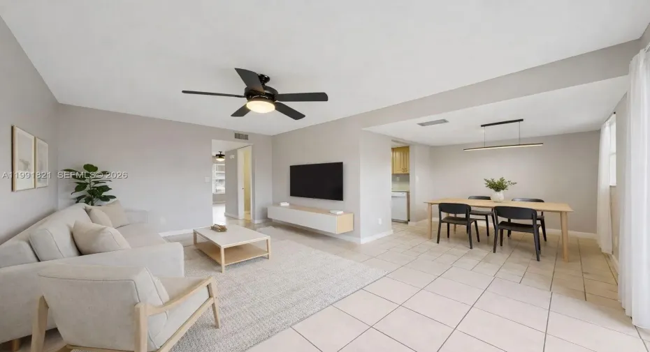 virtually staged living room