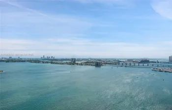 East View with the port of Miami, the venetian islands and the southern tip of Miami Beach