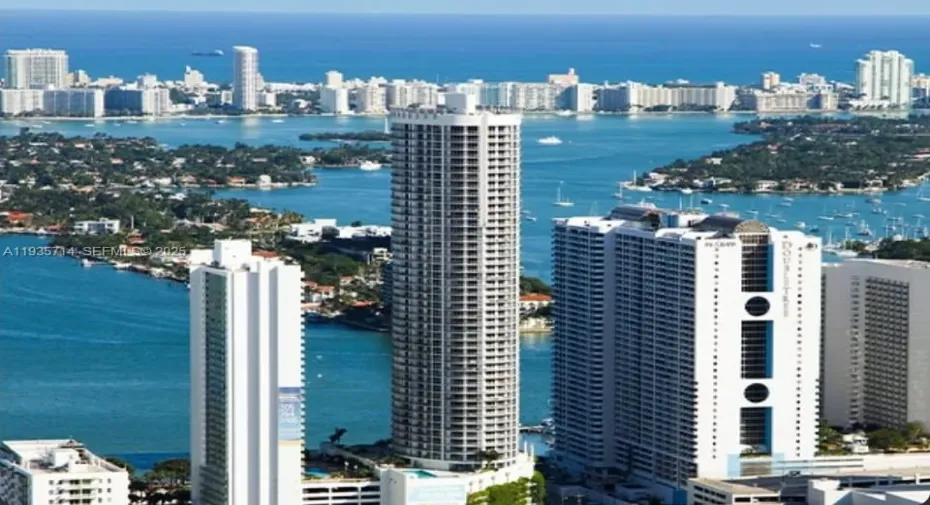 Aerial view showing building location near Margaret Pace Park.