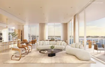 Great Room with floor-to-ceiling, triple-panel , impact glass doors and windows.