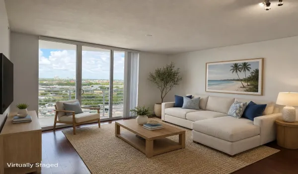Virtual staged living room