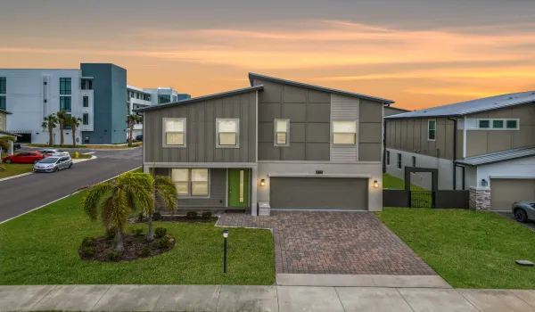 Main Front Elevated View. Sunset. Walk to Beach.