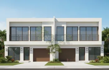 (as of April 8, 2026) Front elevation facing East. Beautifully landscaped. Modern with warm tones and dimension.