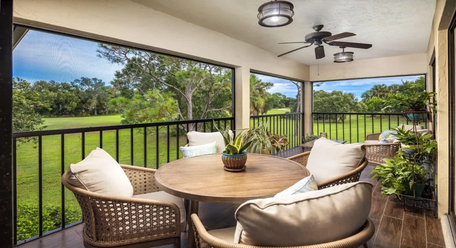 View from balcony overlooking golf course