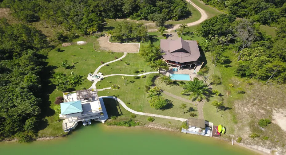 Aerial View of the Property (Main Estate and Boathouse)