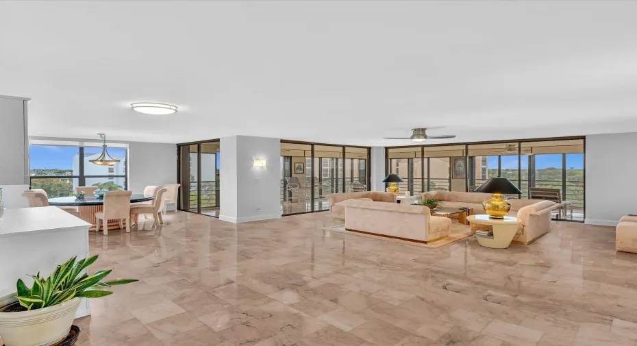 Wide spacious living areas open onto wraparound balcony with impact sliders