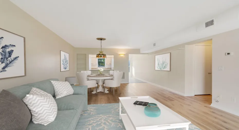 Staged Living room and dining combo