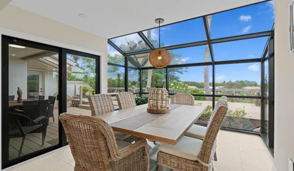 Indoor atrium dining in nature