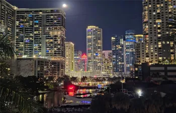 Fantastic view of the city lights from unit's balcony at night